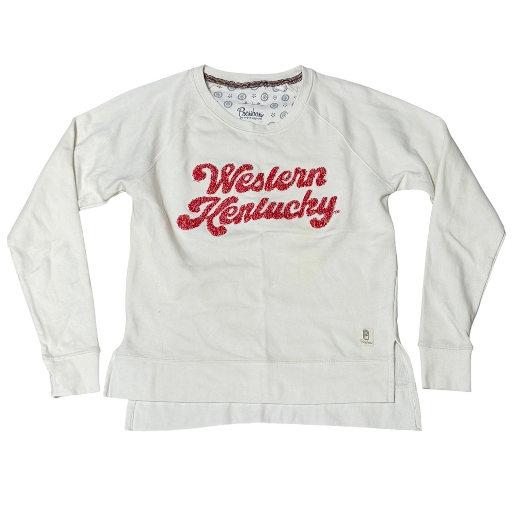 Pressbox Western Kentucky University Sweatshirt Womens Small White Red Chenille